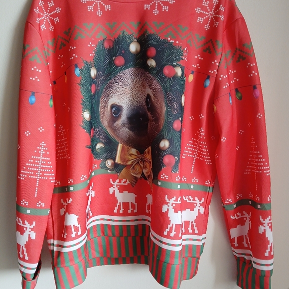Sloth Christmas Sweatshirt Size XL Oversized - Picture 2 of 12